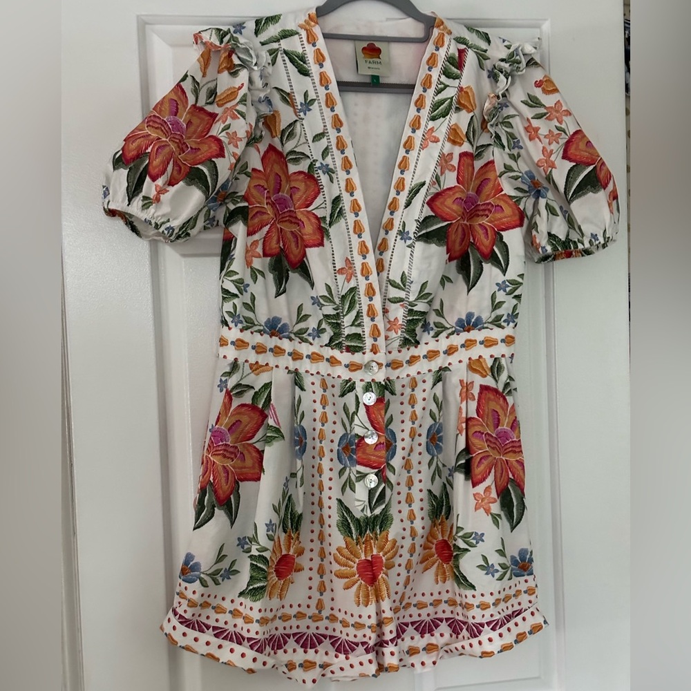 FARM Rio Floral Embroidered Romper